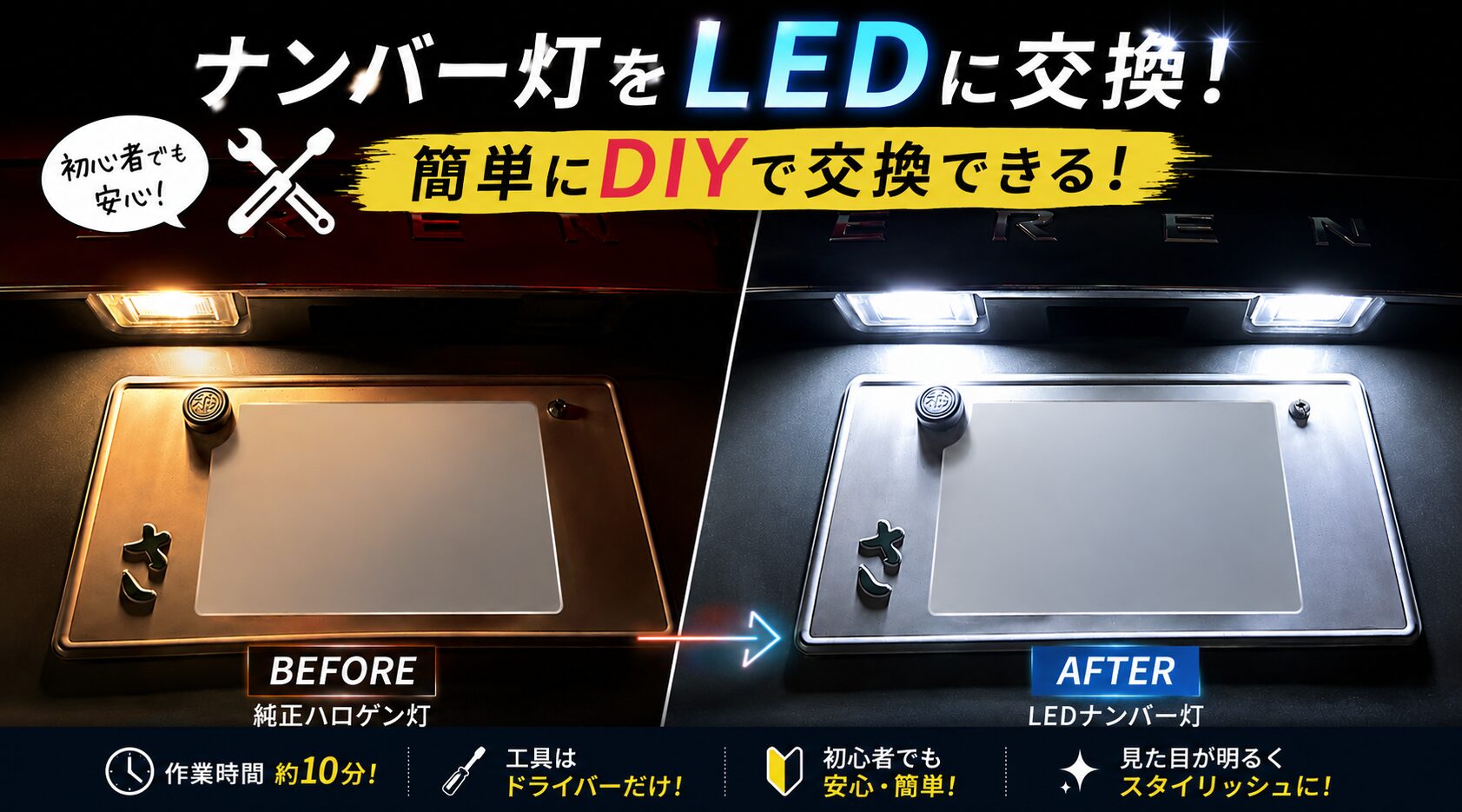 ナンバー灯LEDに交換